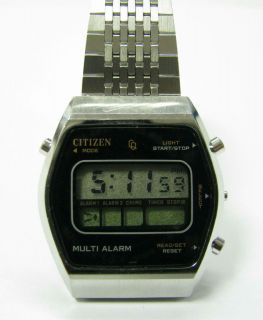 Vintage Citizen Multi Alarm Digital Watch Quartz Japan GN 4 s 