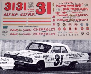 Jim Paschal #31 Holly Farms 1963 Chevy Impala 1/24 scale decals ONLY 