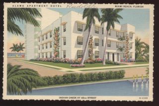 Postcard Miami Beach FL Alamo Apartment Hotel 1930S
