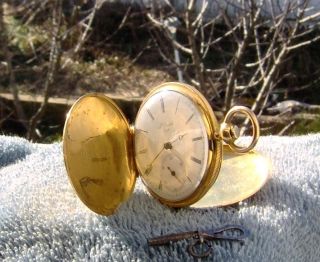Rare Louis PERRELET Locle 18K Gold K.W & K.S Hunter Pocket Watch 