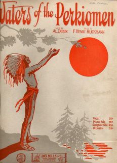 1925 Waters of The Perkiomen Sheet Music Native America