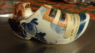 Vintage Delft Ceramic Dutch Clog Shoe Rynbende miniature liquor bottle 