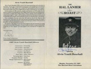 Hal Lanier Nolan Ryan Signed Program 11 23 1987