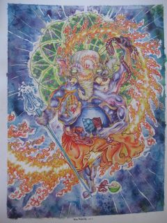    Sacred Geometry Ganesh Fire Dubstep Hindu God Alex Grey Watercolor