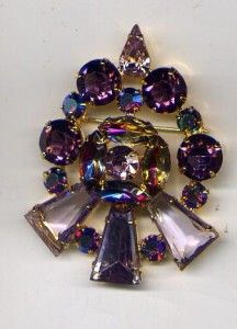 amethyst open back crystal pin