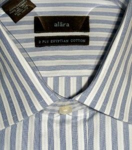 alara mens l s dress shirt blue white stripe new