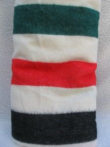   Wool & Acrylic Striped Blanket King Queen Double Red Black Green Lodge