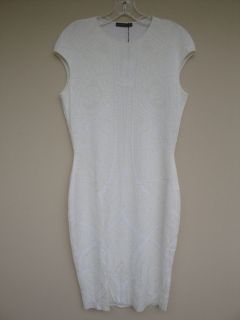 Alexander McQueen $1195 2012 Size L Ivory Paisley Intarsia Knit Dress 