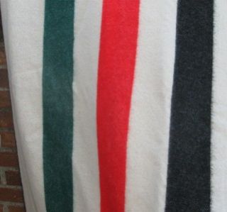   Wool & Acrylic Striped Blanket King Queen Double Red Black Green Lodge