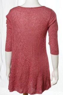   Rose Pink Ribbed Knit VNeck Aline Sweater Fall WorkWear Small