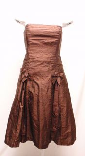 New MELLY M Brown Strapless Aline Silk Dress 2