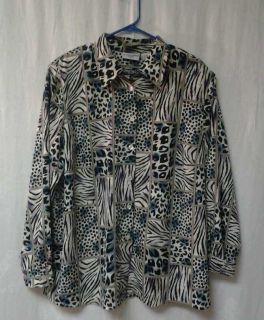 Shirt Womens Alfred Dunner Long Sleeve Button Down Size Plus 18W 