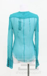 Alessandro DellAcqua Teal Silk Chiffon Blouse Size 44 NEW $725
