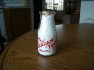 Milk Bottle The Allegan Dairy Allegan Michigan Mich MI