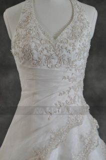 WA153 Aline Halter Neckline Layered Organza Wedding Dress Size 16 or 