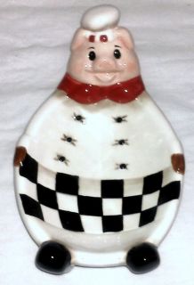 Fat Pig Baker Chef Country Kitchen Italian Bistro Spoon Rest Candy 