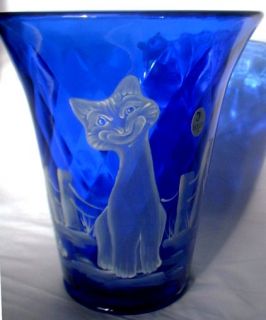 Fenton Cobalt Blue Flip VASE   Alley cat   Mary Gregory Motif #16/21 
