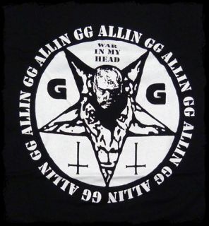 GG Allin   War In My Head pentagram t shirt   Official   FAST SHIP