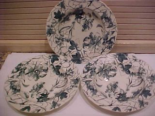 Alfred Meakin Bourbon Lily Green 3 Soup Bowls England