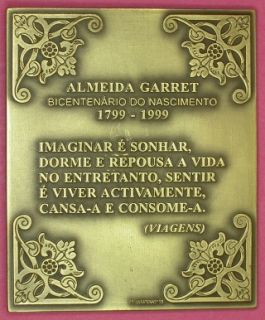 Almeida Garrett Poète Ecrivain Portugais Grande Plaque