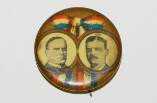 William McKinley Theodore Roosevelt Jugate Political Campaign Button 