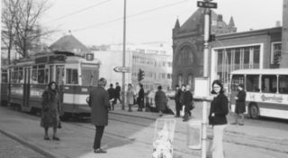 Altona Bahnhof (train station) in 1971. Buses, streetcars, trains and 