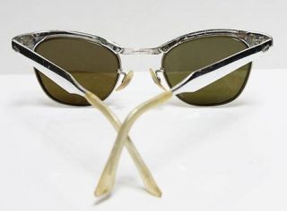 Vtg Universal Alum Deco Cateye Sunglasses Eyeglass Frame Silver 1 10 