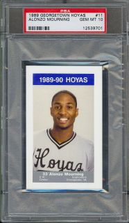 1989 Georgetown Hoyas #11 Alonzo Mourning, PSA 10 GEM MT .From the 