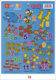 Number Color Alphabet Contrasts Letter Learn 12 Pcs Cardboard Puzzle 