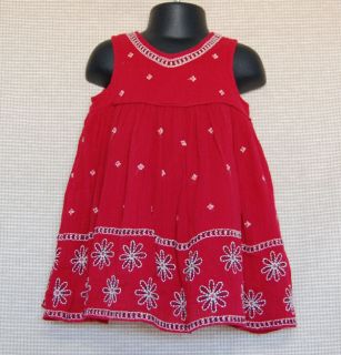 Baby Gap Capetown Red Floral Gauze Dress Size 18 24 Months Girl Summer 