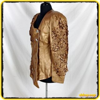 Dero Vintage Soft Lambskin Leather Jacket Womens Size L Bronze Awesome 