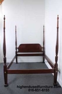 Rice Carved Solid Mahogany Queen Size Plantation Bed