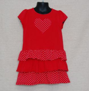 Gymboree Valentines Day Red Heart Ruffle Dress Size 3T Toddler Girl 
