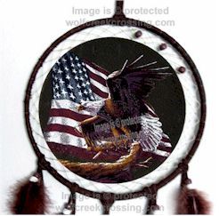 AMERICAN EAGLE USA FLAG DREAM CATCHER / MANDELLA ART   WINDOW OR WALL 