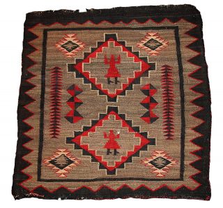 Hand Made Square American Indian Navajo Rug Blanket 3 10 x 3 10 1870 