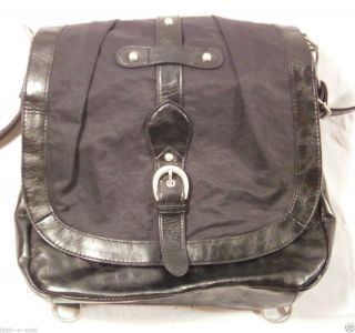 American Rag Black Leather Messenger Bag Nickel Hardware