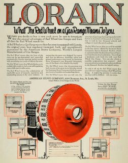 1927 Ad American Stove Co Lorain Reed Wheel Gas Ranges Original 