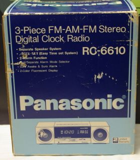   rc 6610 3 piece fm am fm stereo digital clock radio vintage in box