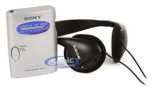 Sony SRF 59SILVER SRF59 Am FM Walkman Radio w on Ear Stereo Headphones 