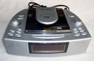    Model CR4966 AM FM Dual Alarm Clock Radio with Top Loading CD Player