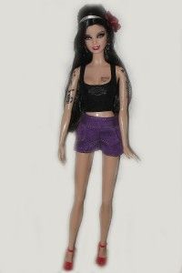 OOAK Tribute Amy Winehouse Repaint Barbie Doll w Tattoos