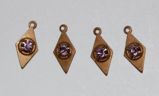   Light Amethyst Rhinestone Prong Set Diamond Brass Dangle Bead