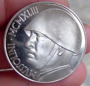 1943 Italy Mussolini 100 Lire 1923 Beauty BU Medal
