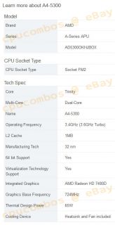 GAMING COMBO AMD A4 5300 APU/CPU +8GB DDR3 RAM+ MSI HDMI SATA6 USB3 