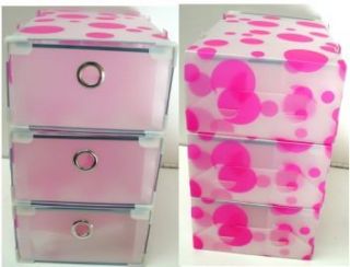 Drawer Organizer 35 2 x 33 x 20 5cm Plastic Storage Box Pink Dot 