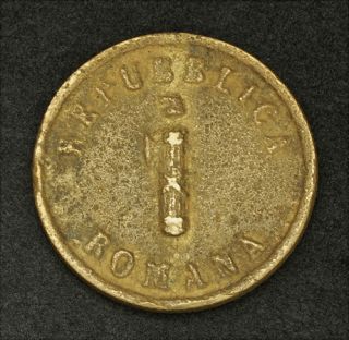 1849, Roman Republic, Ancona City. Scarce Cast Copper Baiocco Coin. R