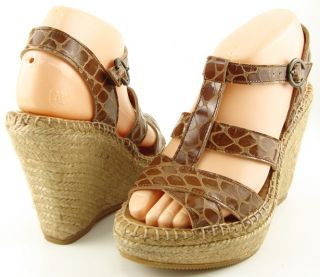 Andre Assous Athens Camel Anaconda Brown Womens Heel Espadrille Wedges 