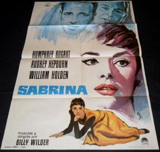 Sabrina Original Poster Audrey Hepburn Humphrey Bogart