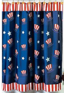   Patriotic July 4th Bath Shower Curtain Bathroom Decor Americana