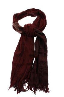 Amicale New Red Merino Wool Crinkled Fringe Trim Rectangle Scarf One 